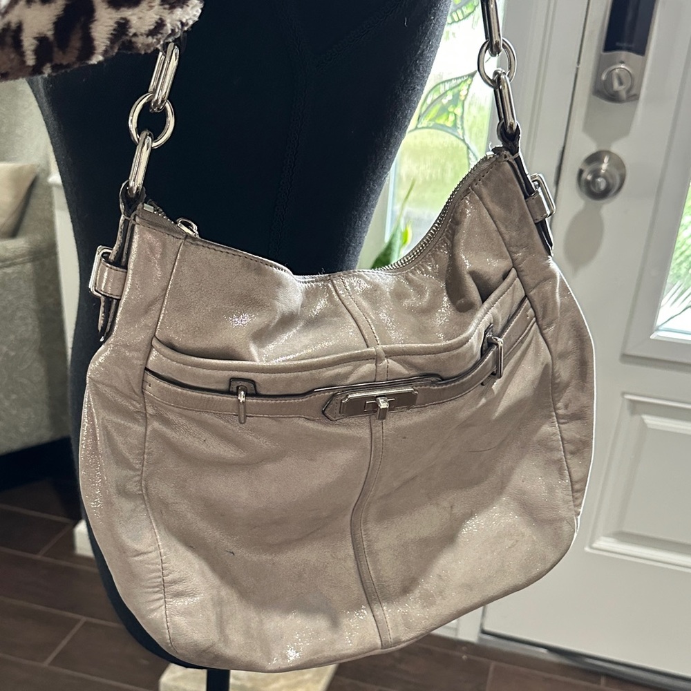 Coach Metallic Cream Shoulder Bag